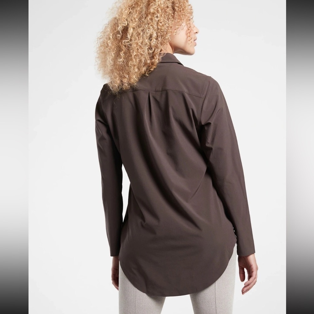 Athleta Urbanite Top 2.0 Walnut Brown 3X Button Down Flowy - Picture 2 of 14